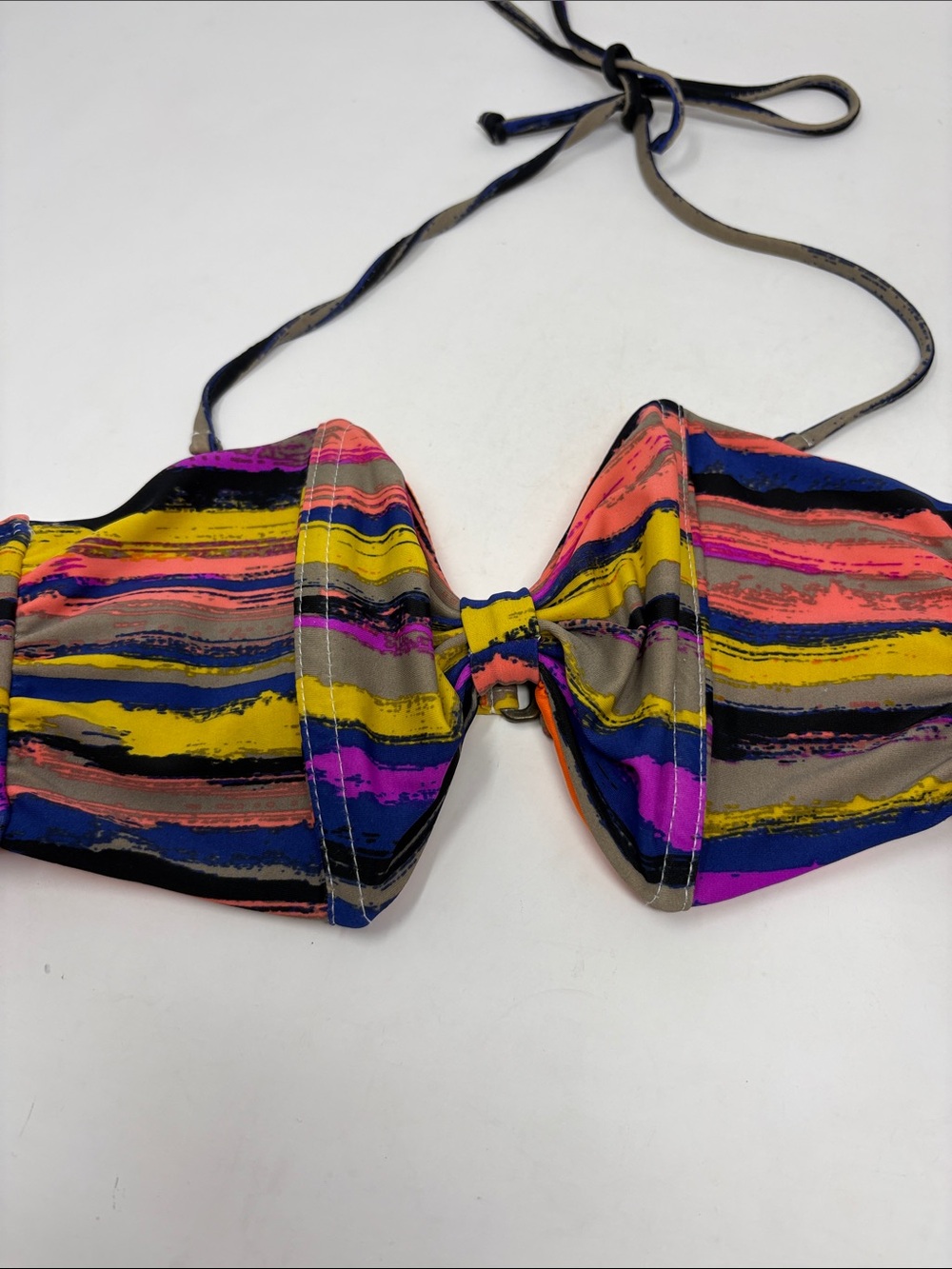 STUSSY 2 Piece Vibrant Stripe Halter Bikini Swimsuit size L - Picture 2 of 7